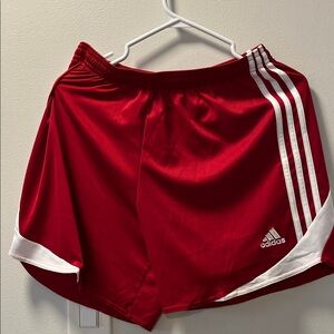Kids Adidas Red Athletic Shorts with White Trim